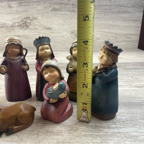 TII Collections Nativity Scene Wooden Figurines 8 Piece...